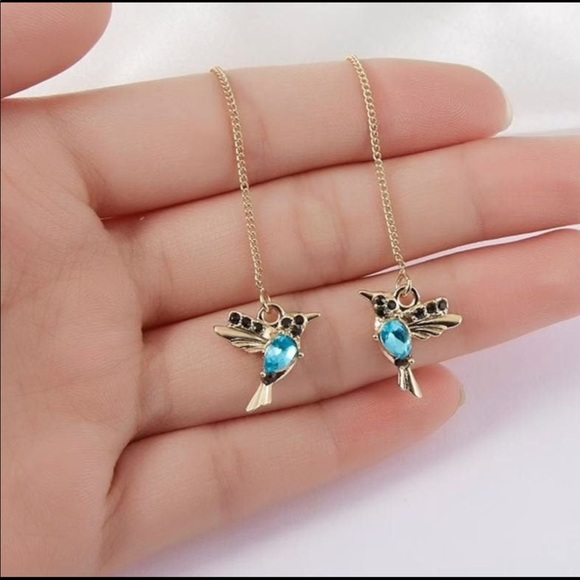 Hummingbird Threader Earrings - Picture 2 of 3